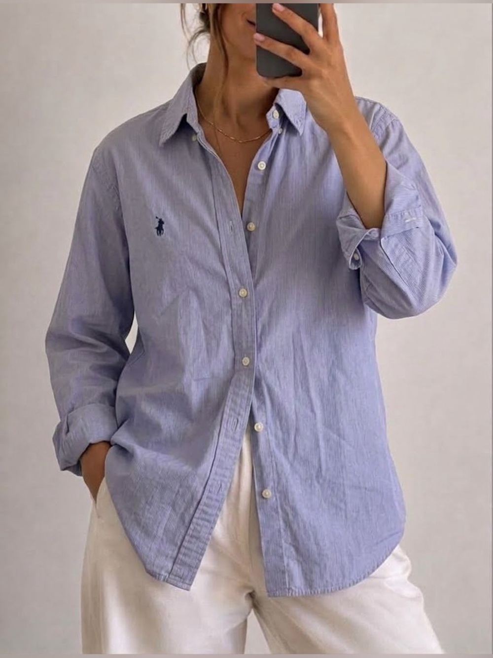Ralph Lauren Oversized Striped Button Down Shirt Size Medium Large Women’s